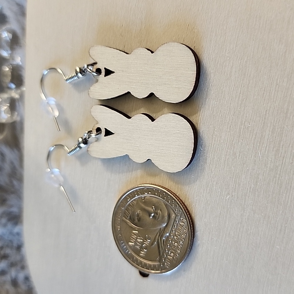 Cute Blue Peep Bunny Earrings - Picture 3 of 3